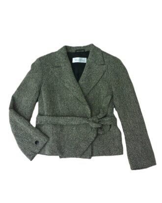 Max Mara Tweed Jacke Wolljacke mit Gürtel